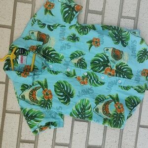 Kids Tropical Shark Print Shirt - Blue